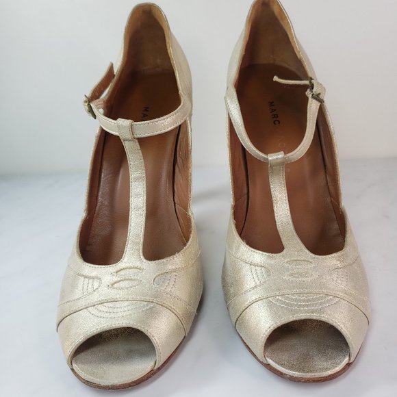 Marc Jacobs T-Strap Heels in Gold Champagne EUC - Picture 8 of 15